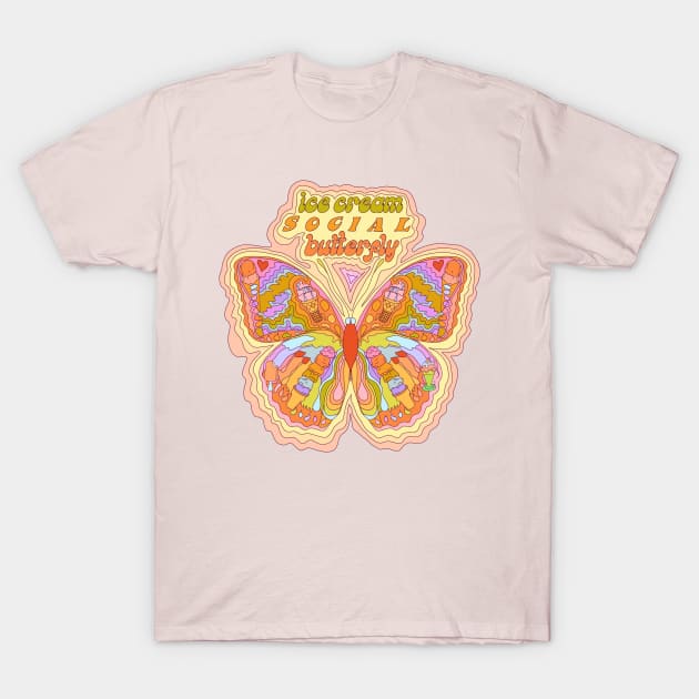 Ice cream social butterfly - 70s butterfly T-Shirt by Deardarling